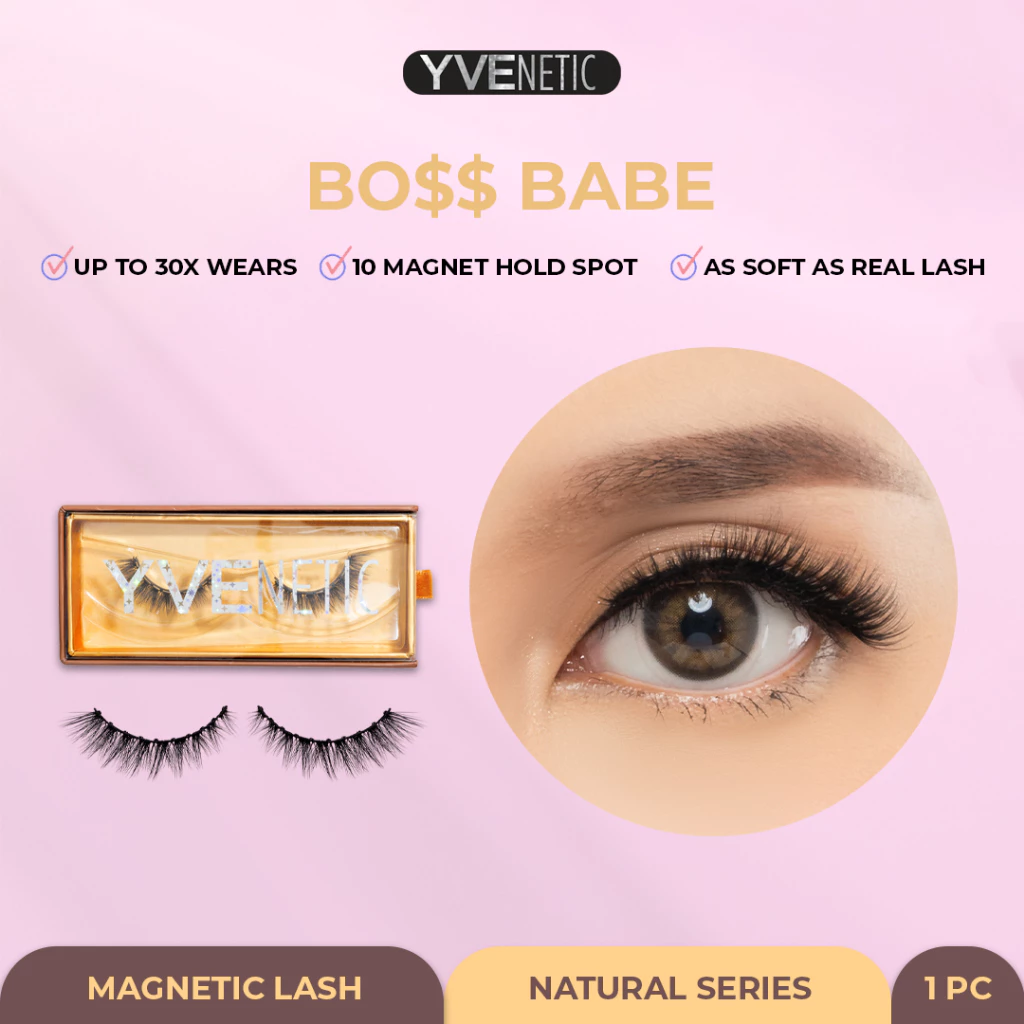 YVENETIC BO$$ Babe (Natural) - Magnetic Eyelash | Bulumata Magnetik Tanpa Lem - Menggunakan Eyeliner Magnet