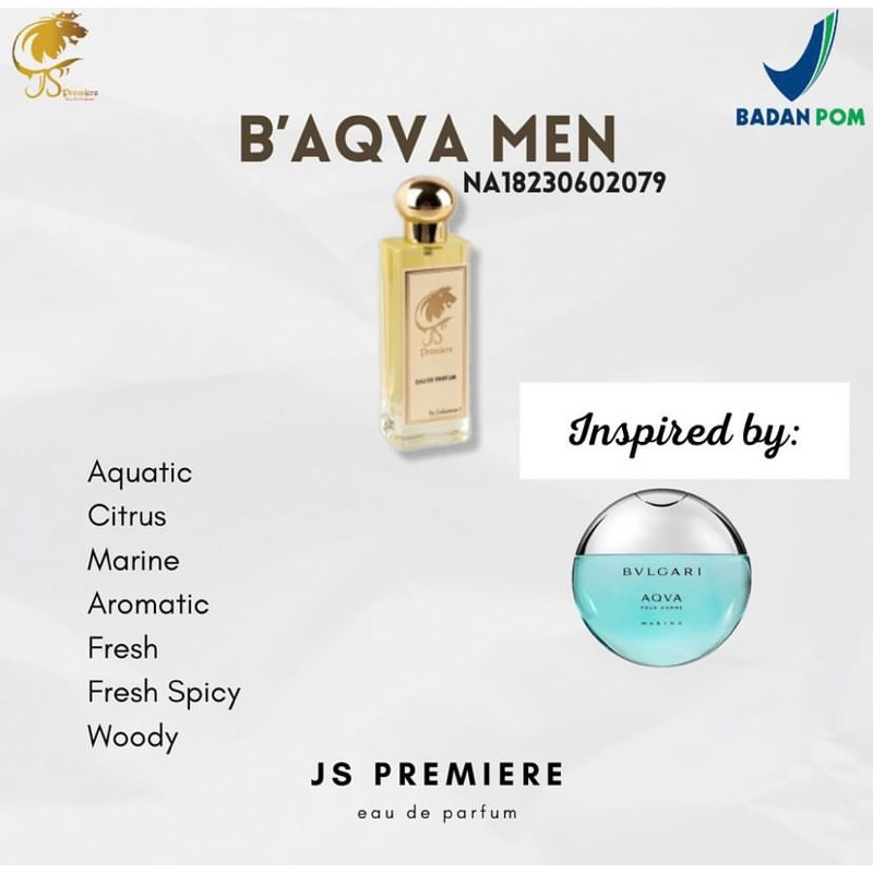Jual PARFUME JS PREMIERE B'AQVA MEN - 30ML | Shopee Indonesia