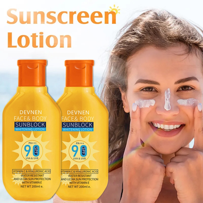 Jual Devnen Glowing Up Sunscreen Lotion 200ml Whitening Sunblock Cream Spf90 Pa Wajah Dan 9645