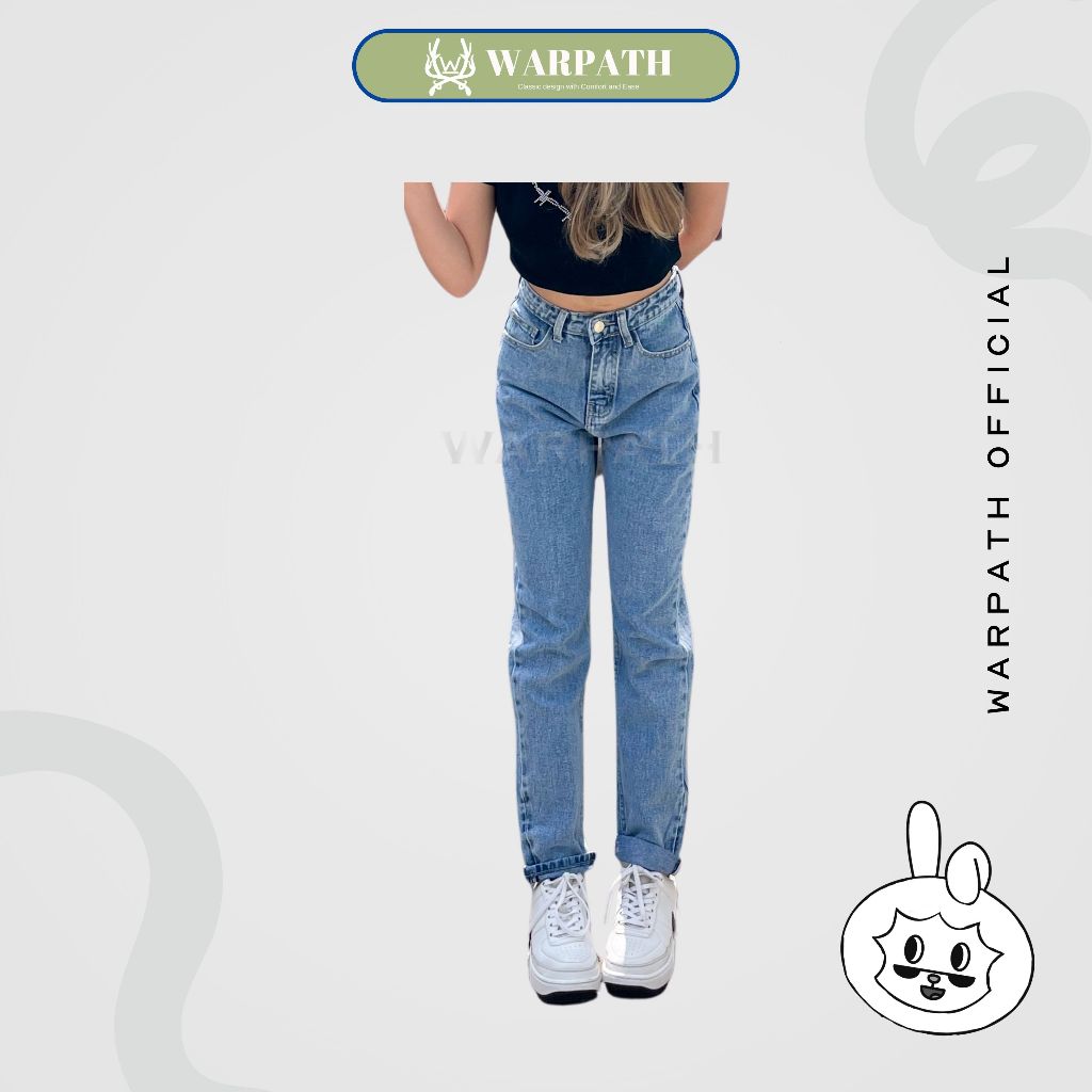 Jual Warpath Celana Highwaist Baggy Mom Jeans Light Blue Baegy