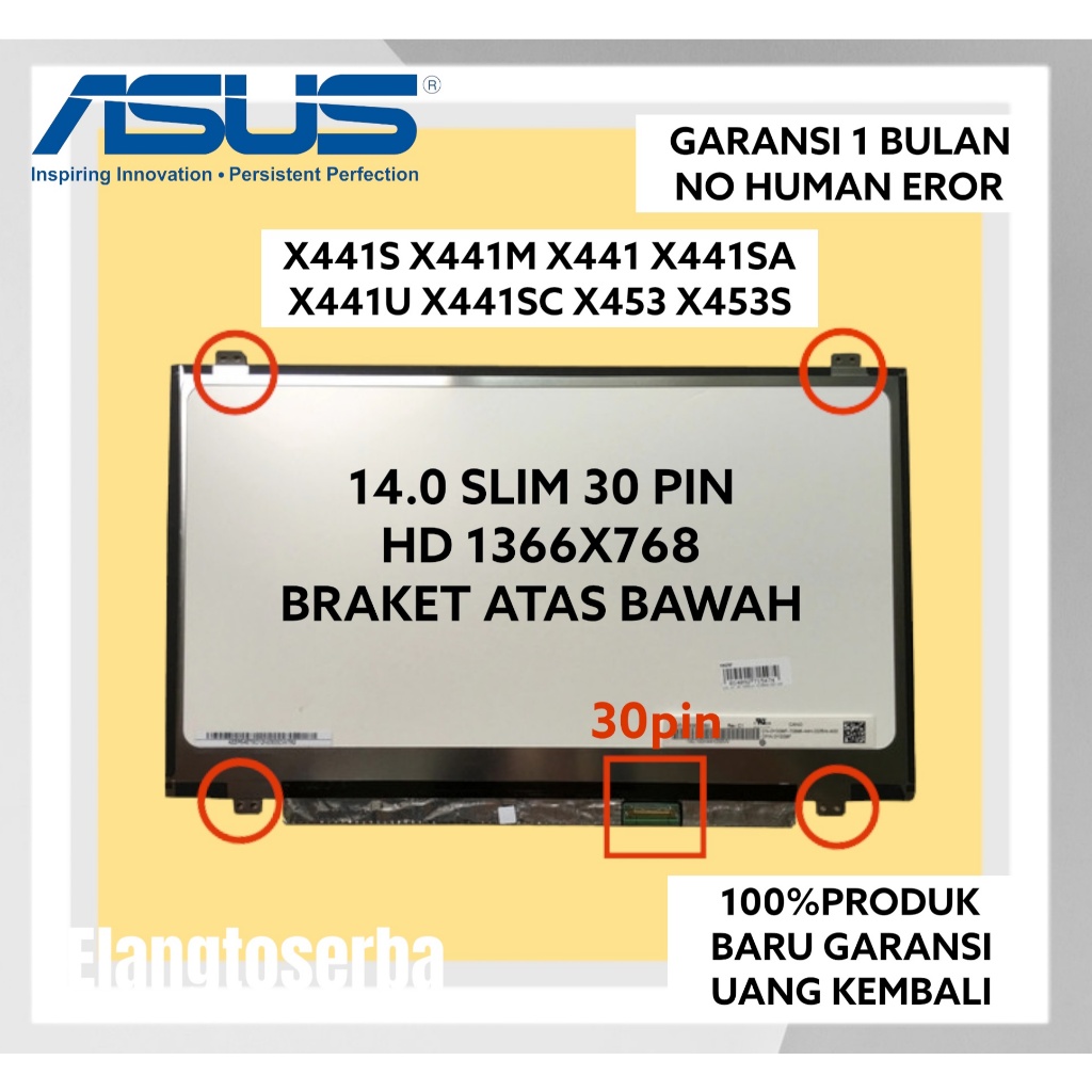 Écran LCD LED 14" Pour Asus X43S - Dalle Neuve D'origine, Résolution 1366x768, Connecteur 40 Pins - Remplacement D'écran Portable