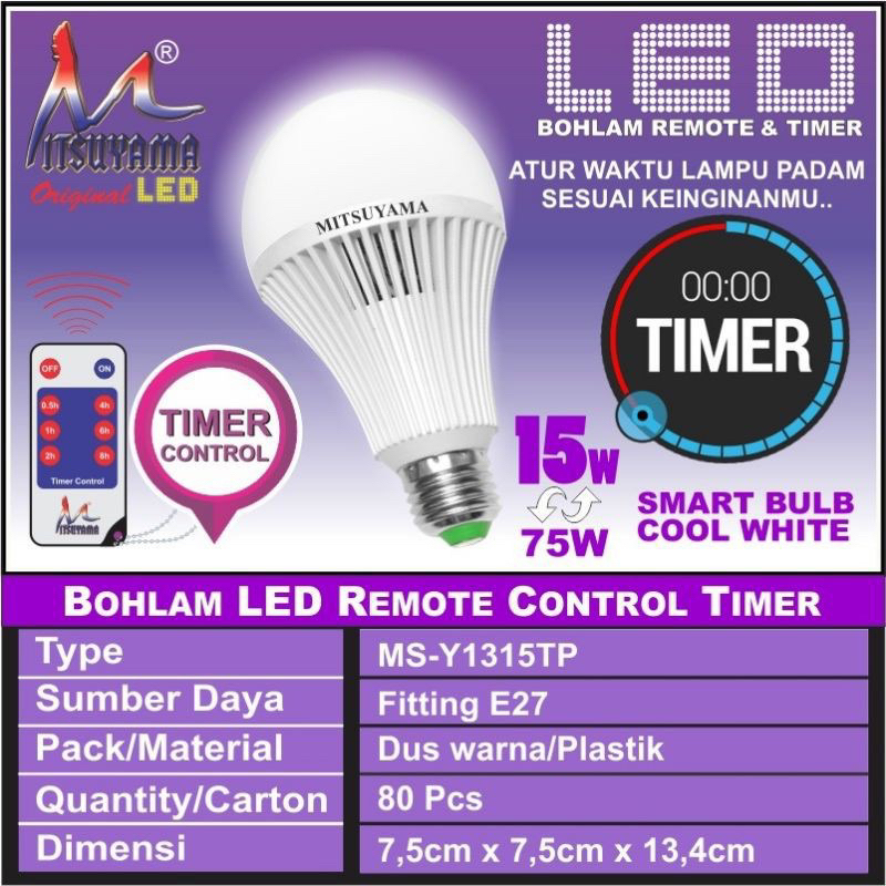 Jual Lampu Timer LED Remote Control 15 Watt Mitsuyama MS-Y1315TP (Bisa ...