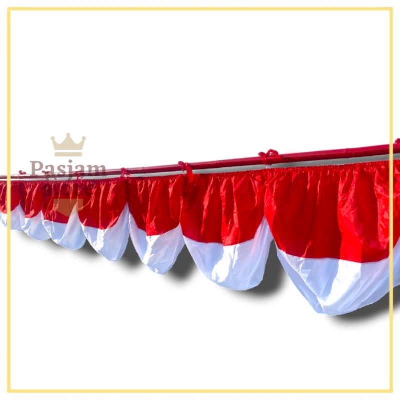 Jual Bendera Background Karet Merah Putih Rumbai 10 Gelombang Panjang 8 ...