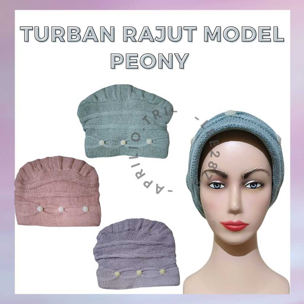 Jual 4002 - Turban Rajut Model Peony / Topi Ibu / Kerpus / Turban Rajut ...