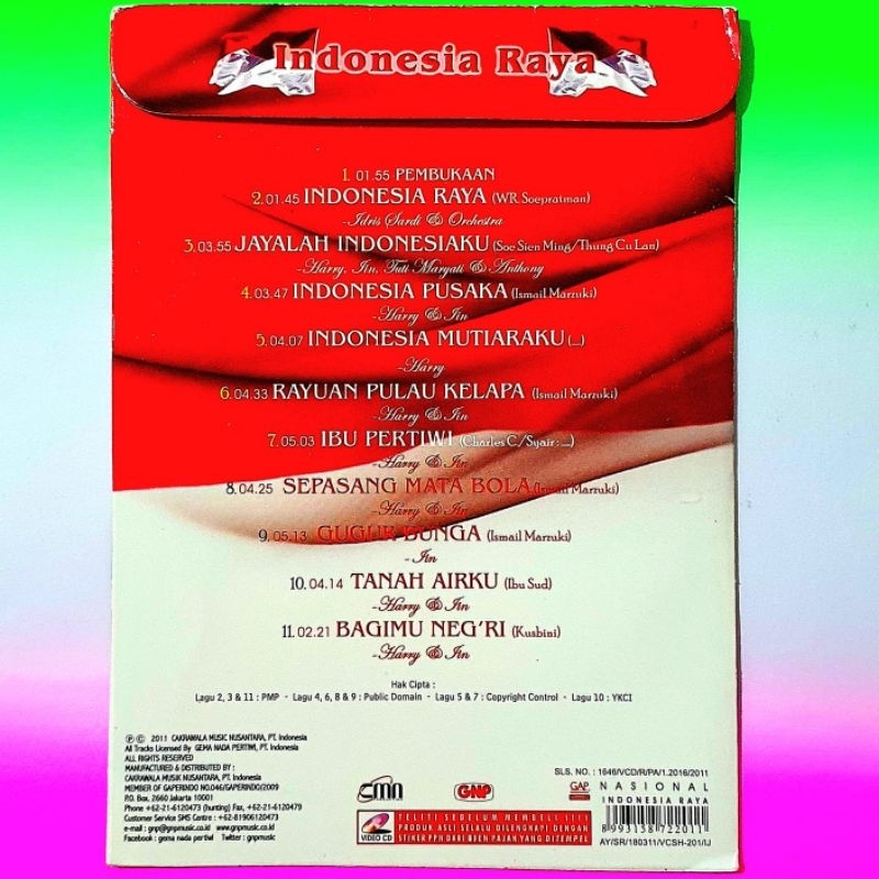 Jual KASET VCD LAGU ANAK SEKOLAH NASIONAL INDONESIA RAYA-LAGU NASIONAL ...