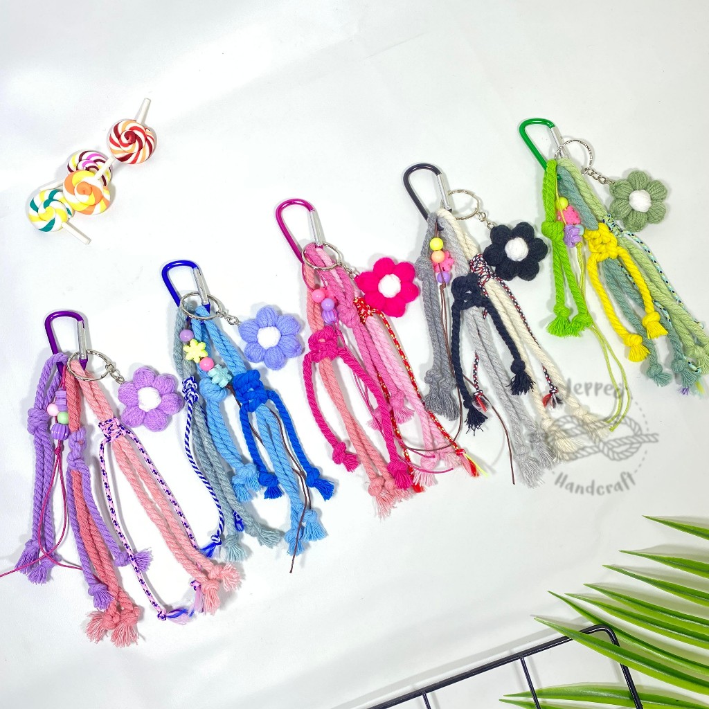 Jual BAG CHARM FLOWER MINI Macrame Keychain Carabiner Tali Tas ...
