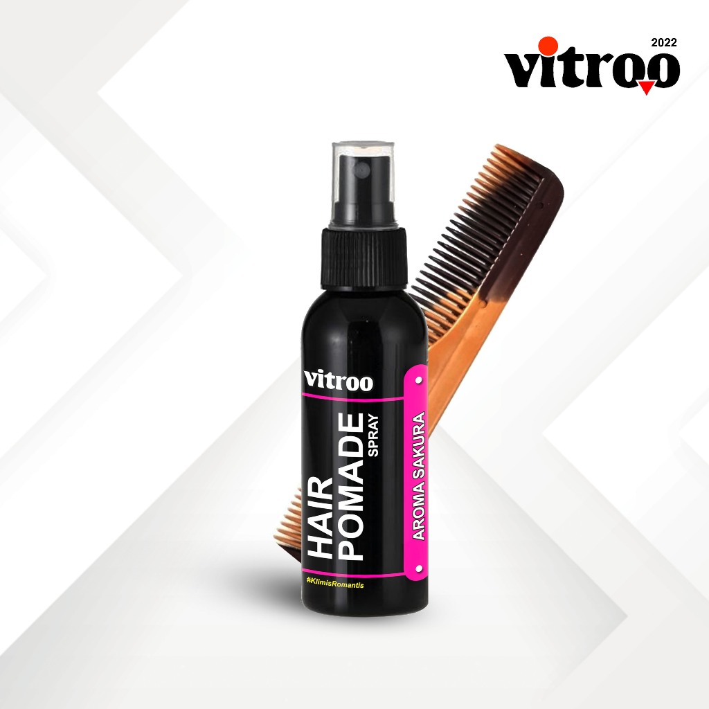 Jual Vitroo Pomade Spray Pomed Semprot Waterbase Natural FREE Sisir ...