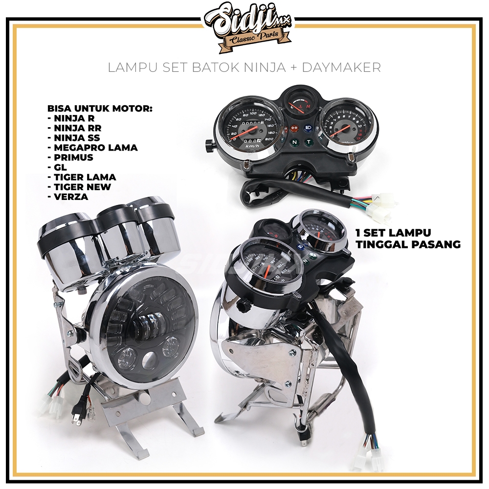 Jual Set Lampu Depan Headlamp Daymaker Batok Dan Kupingan Tralis Plus Speedometer Ninja Ss