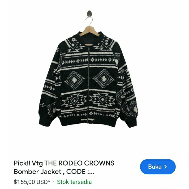 Jual Jaket Bomber Sherpa Navajo Reversible Rodeo Crowns | Shopee Indonesia