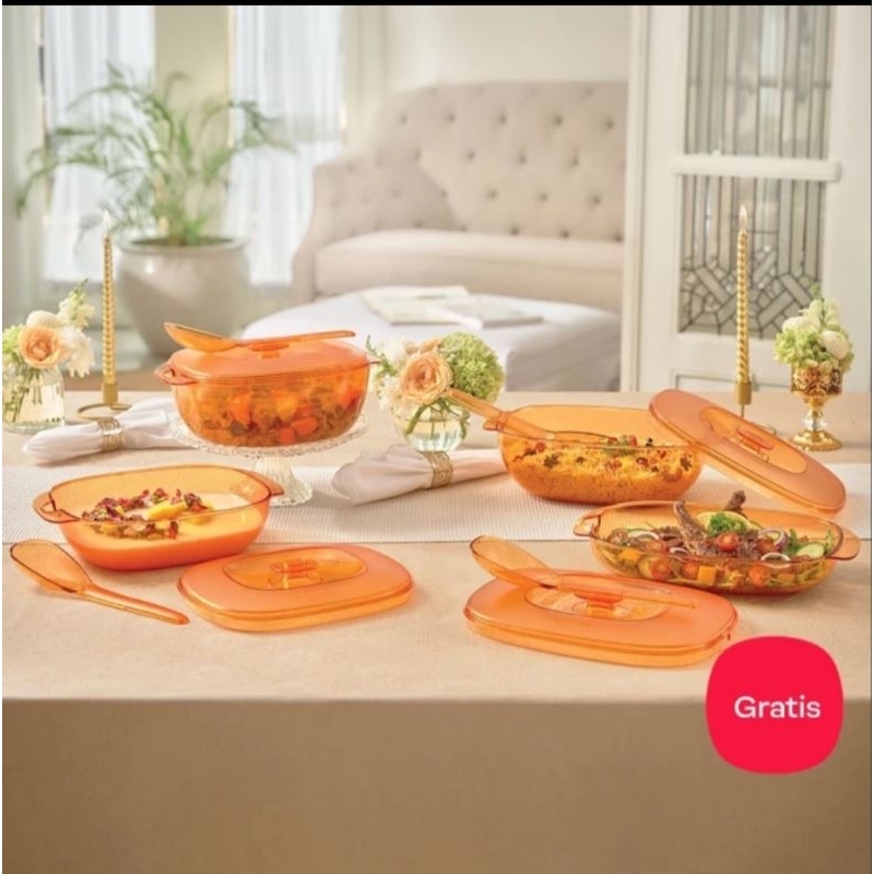 Jual Tupperware Clasy Crystalline set mangkok wadah saji | Shopee Indonesia