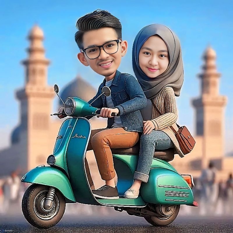 Jual EDIT FOTO KARIKATUR AI NAIK VESPA | Shopee Indonesia