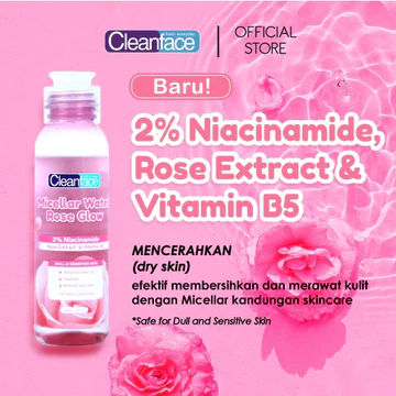 CLEANFACE Purbasari Micellar Water 3in1 Normal Oily Skin 100ml Rose Water Sakura Yuzu