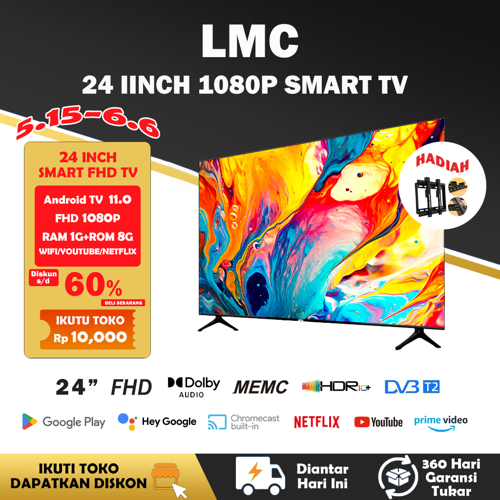 Jual LMC Smart TV 24 Inch FHD 1080P Google TV - S Layar - Dolby Audio ...