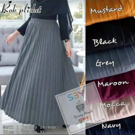 Rok Plisket Wanita Panjang Premium All Size Fit To XL