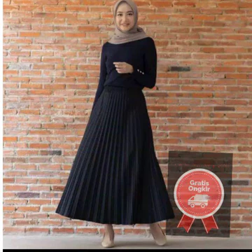 Rok Plisket Wanita Panjang Premium All Size Fit To XL