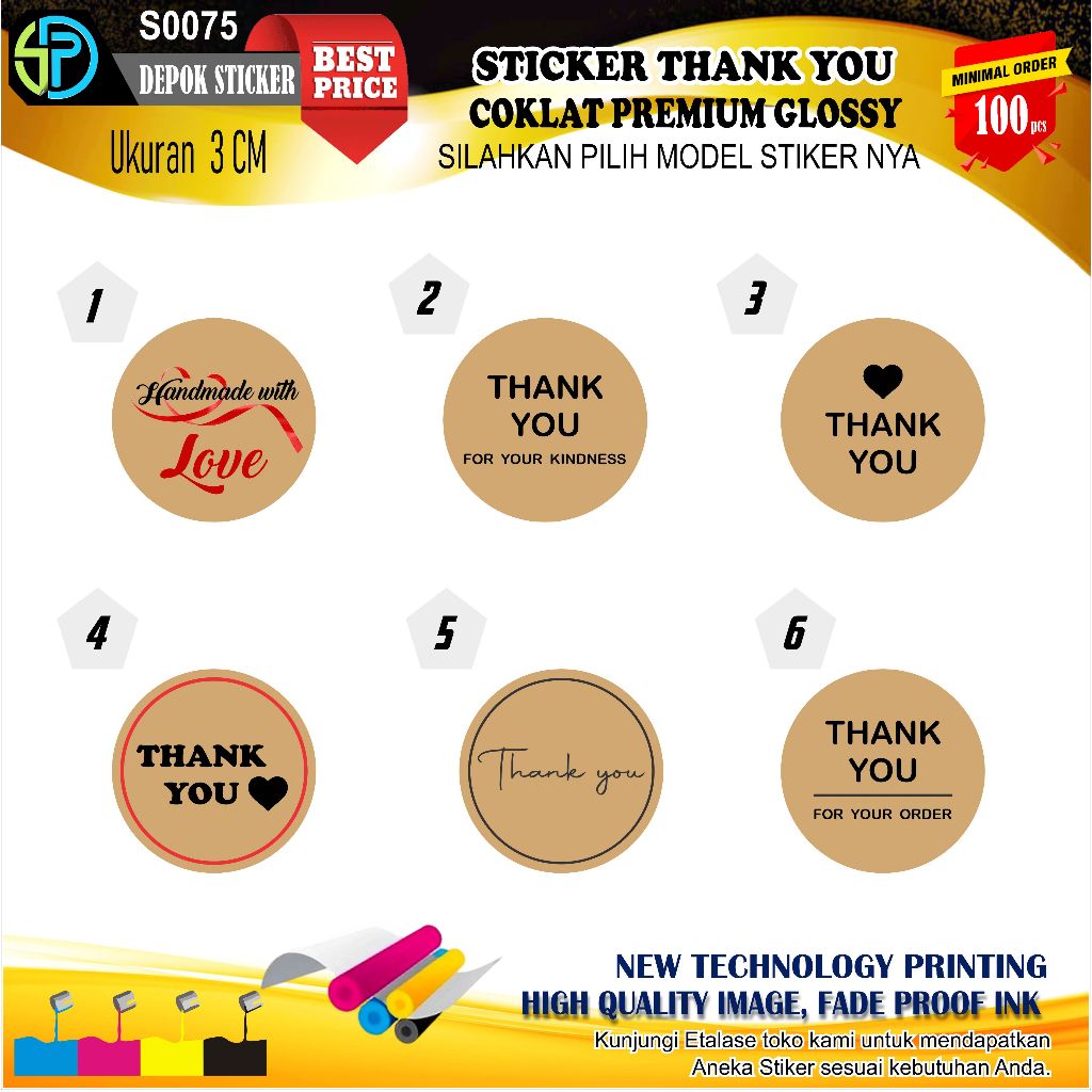 Jual Stiker Thank You Warna Coklat PREMIUM Glossy | Shopee Indonesia