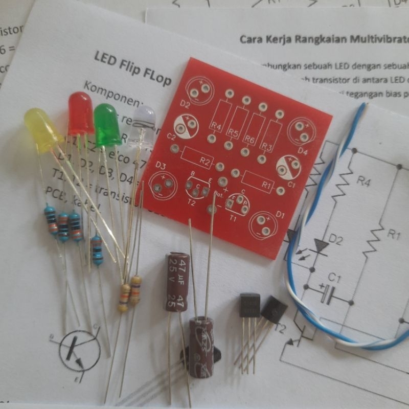 Jual Kit LED Flip Flop rangkaian PCB FlipFlop prakarya elektronika