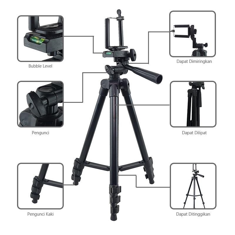 Tripod TR-3120 100CM Untuk Kamera dan Handphone Lengkap Dengan Holder U