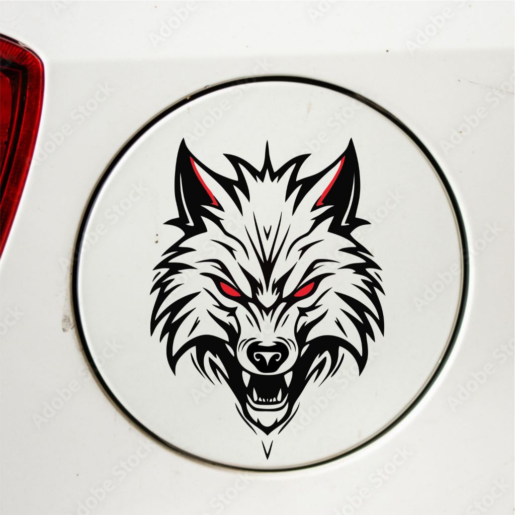 Jual CUTTING STICKER MOBIL KEPALA SERIGALA PREDATOR STIKER TANGKI MOBIL ...