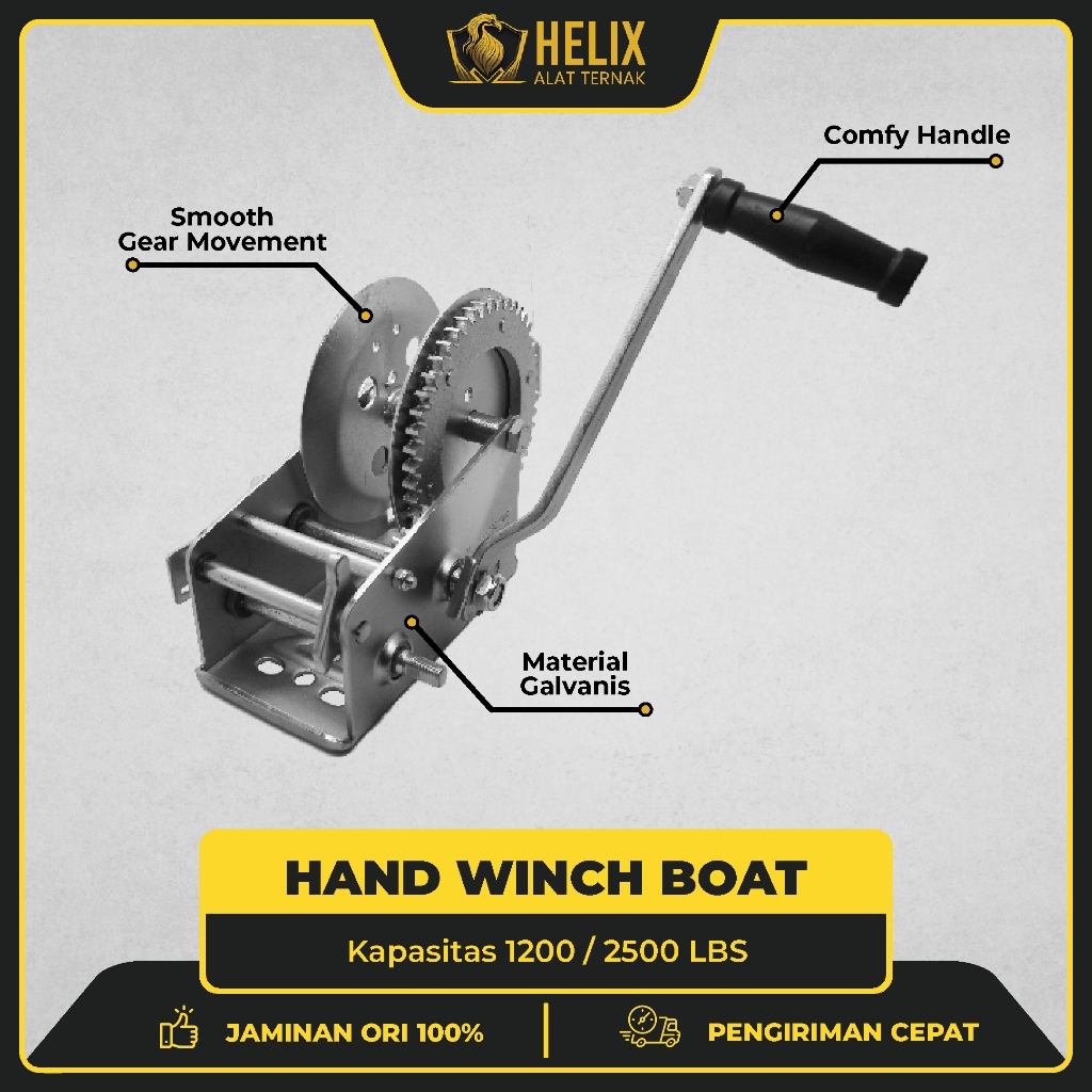 Jual Hand Winch 1200 LBS 540 kg Boat Kerekan Tangan Katrol Manual ...