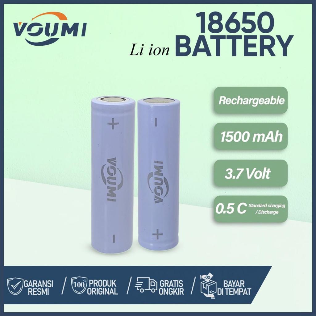 Jual VOUMI Baterai Battery Cas 18650 FLAT Top 1500mAh Universal ( Dapat ...