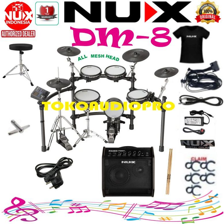 Jual Drum Nux DM8 Digital Drum Set Nux DM-8 with All Mesh Head By Remo ...