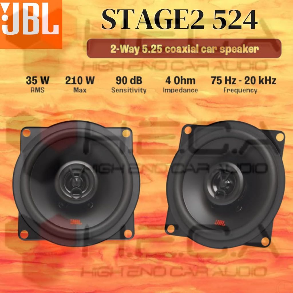 2 LUIDSPREKER compatibel met JBL STAGE2 524 2-weg coaxiaal 5,25 13,00 cm 130 mm 35 watt rms en 210 watt max impedantie 4 ohm 90 db auto, per paar