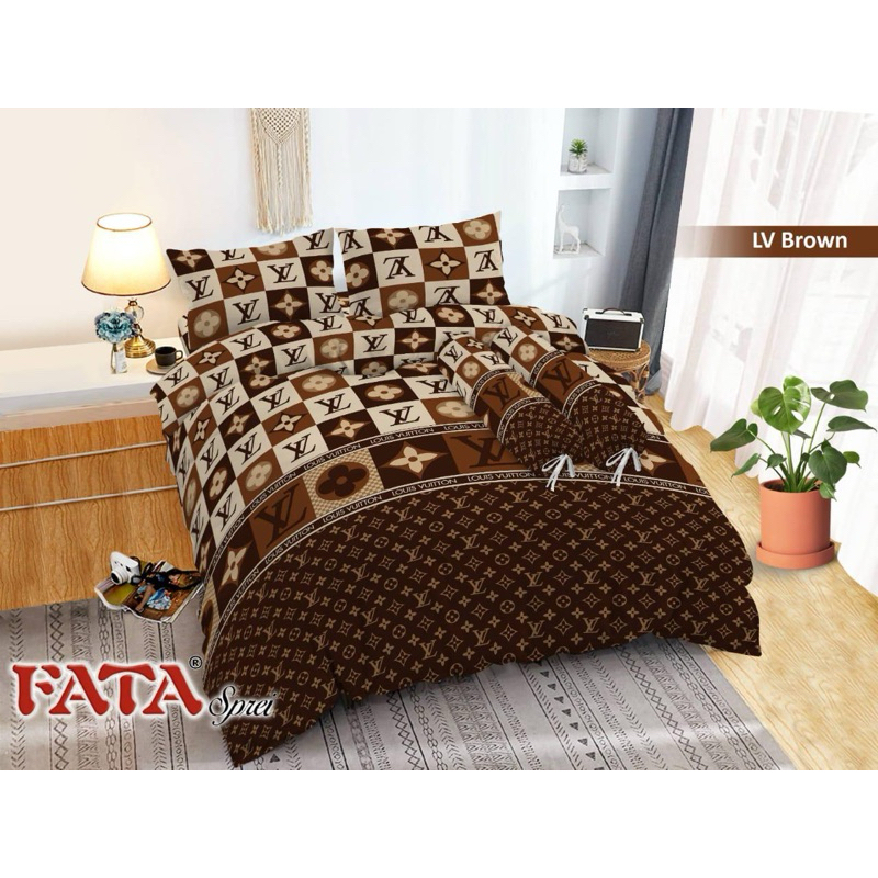 Jual FATA - Bed Cover Set Minimalis LV Brown Ukuran Single 120x200 ...