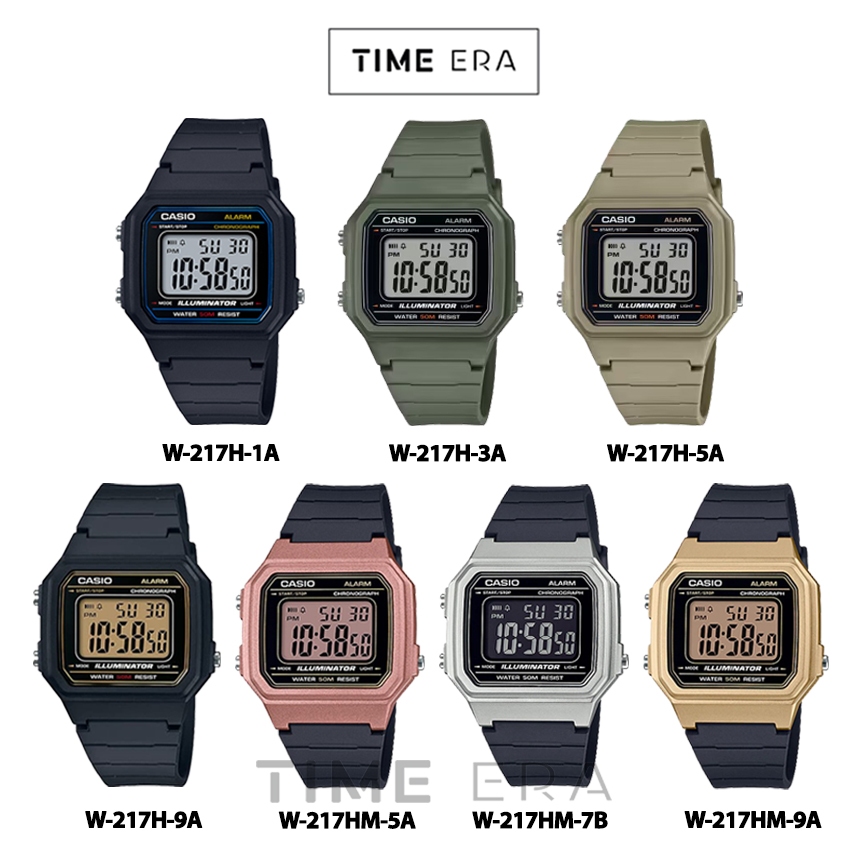Jual Casio General W-217H-1A 3A 5A 9A / W-217HM-5A 7B 9A Jam Tangan ...