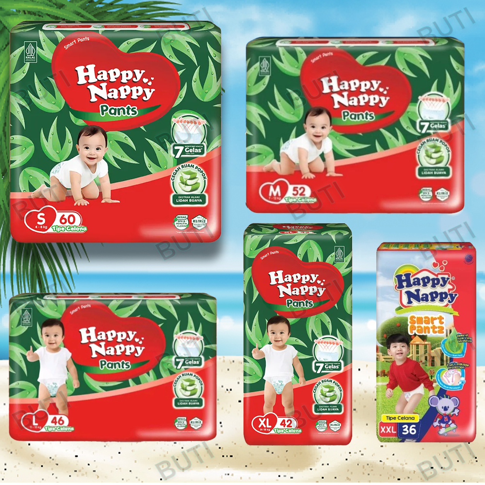 Jual HAPPY NAPPY SMART PANTS JUMBO S60 / M52 / L46 / XL42 / XXL36 Popok ...