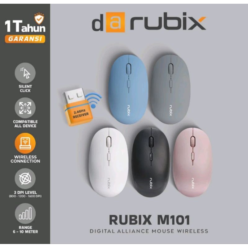 Jual Mouse Office DA Rubix M101 Wireless 2.4GHz Lightweight Silent ...