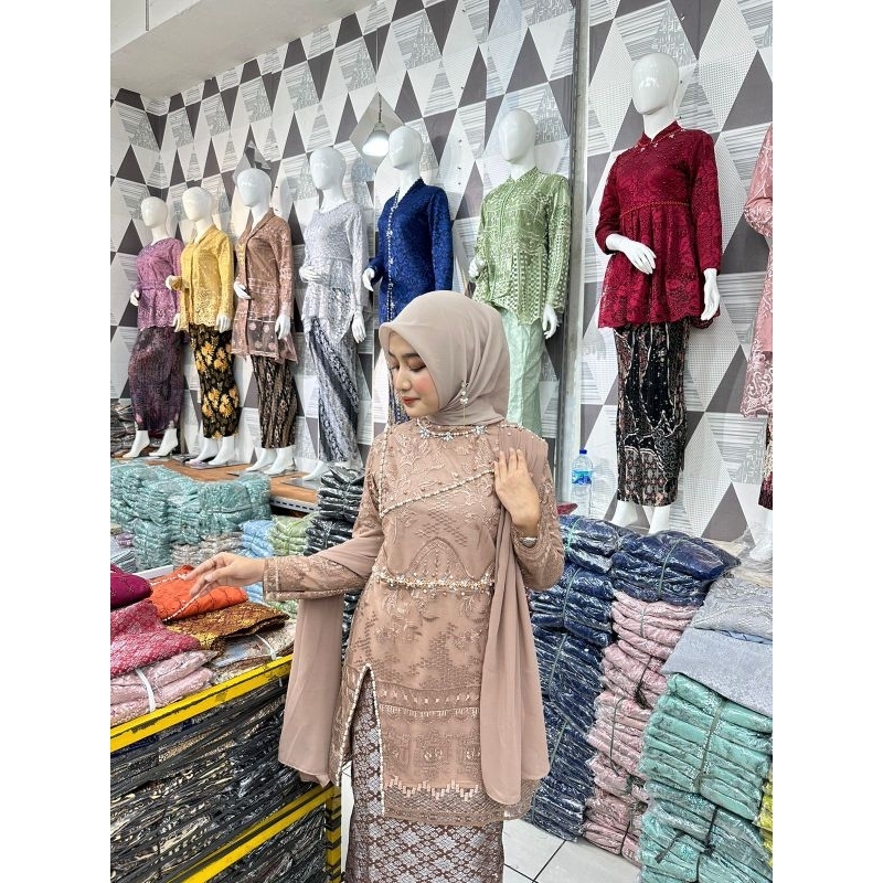 Jual Setelan Kebaya Rosalia Tille Modern Payet Rok Songket Kekinian Kebaya Wisuda Perpisahan