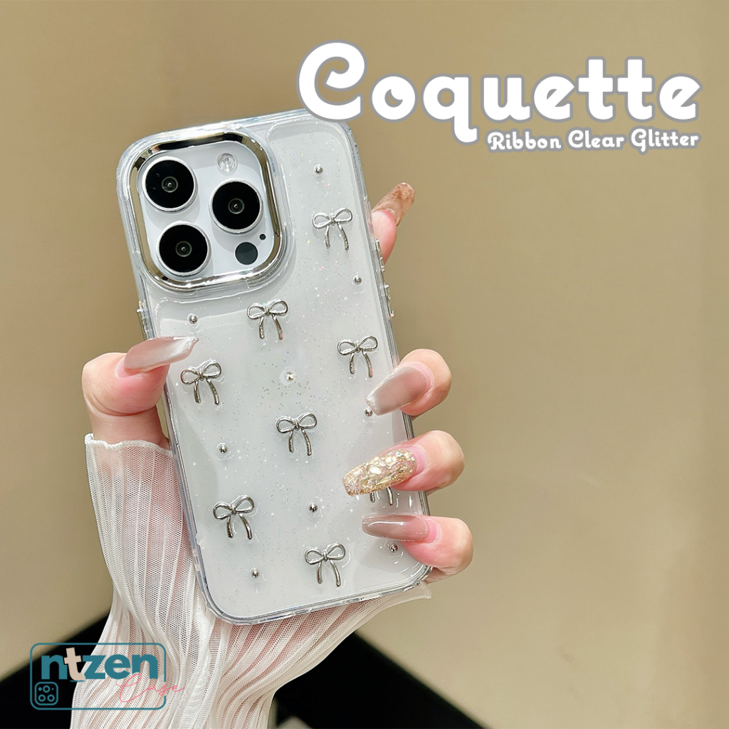 Jual Case Iphone Coquette Ribbon Clear Glitter 11 12 13 14 15 Pro Max ...
