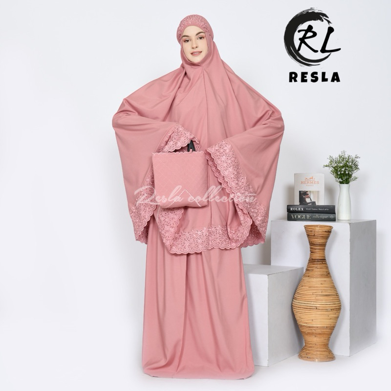 Mukena Dewasa Khadijah Katun Premium Full Bordir Cantik