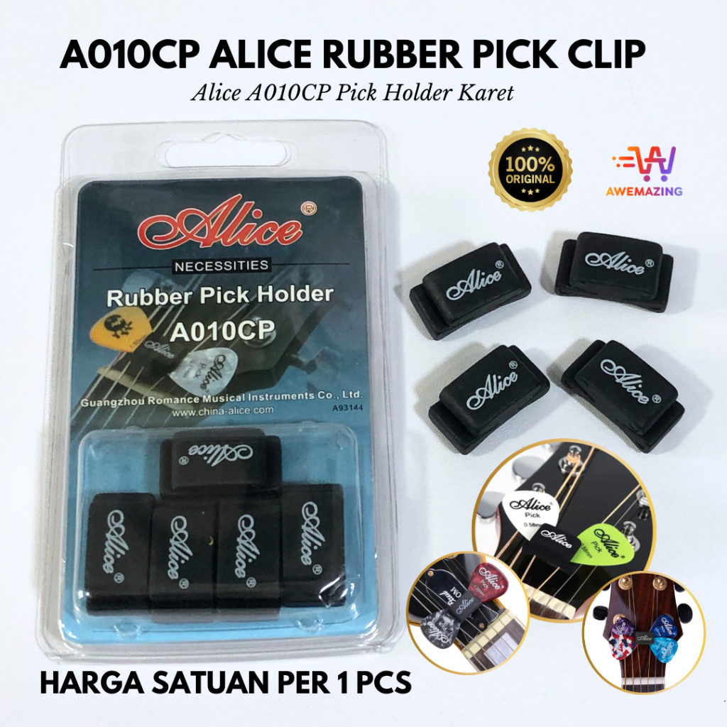 Jual Pick Holder Alice Karet / Tempat Pik Gitar Black Rubber Pick Clip ...