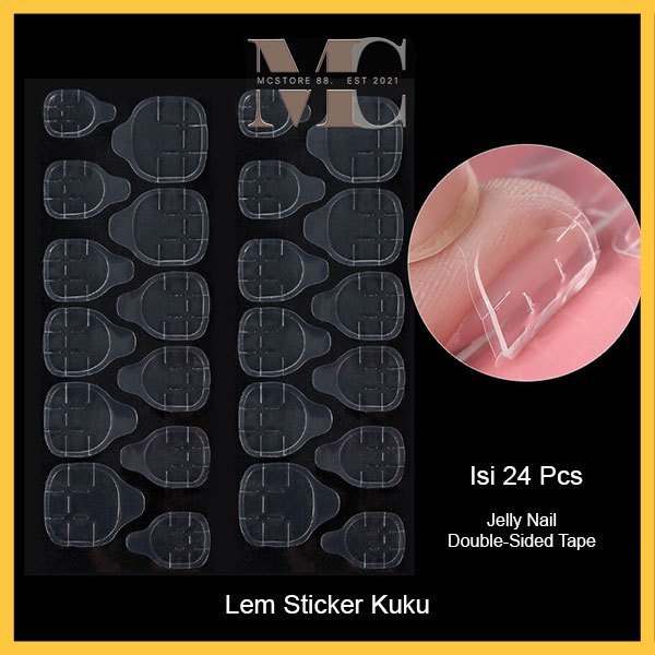 1 lembar 24pcs Lem kuku Palsu Double Tape / Nail Glue Gel Double Tape Kuat / Sticker kuku / silicone double tape kuku high quality