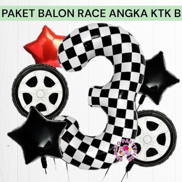 Jual Paket Balon RACE CAR Angka KOTAK B / Dekorasi Ulang Tahun Mobil ...