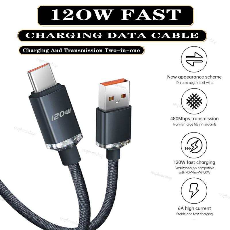 Jual Kabel Data 120W Tipe-C Kabel Pengisian Super Cepat Kabel Pengisian ...