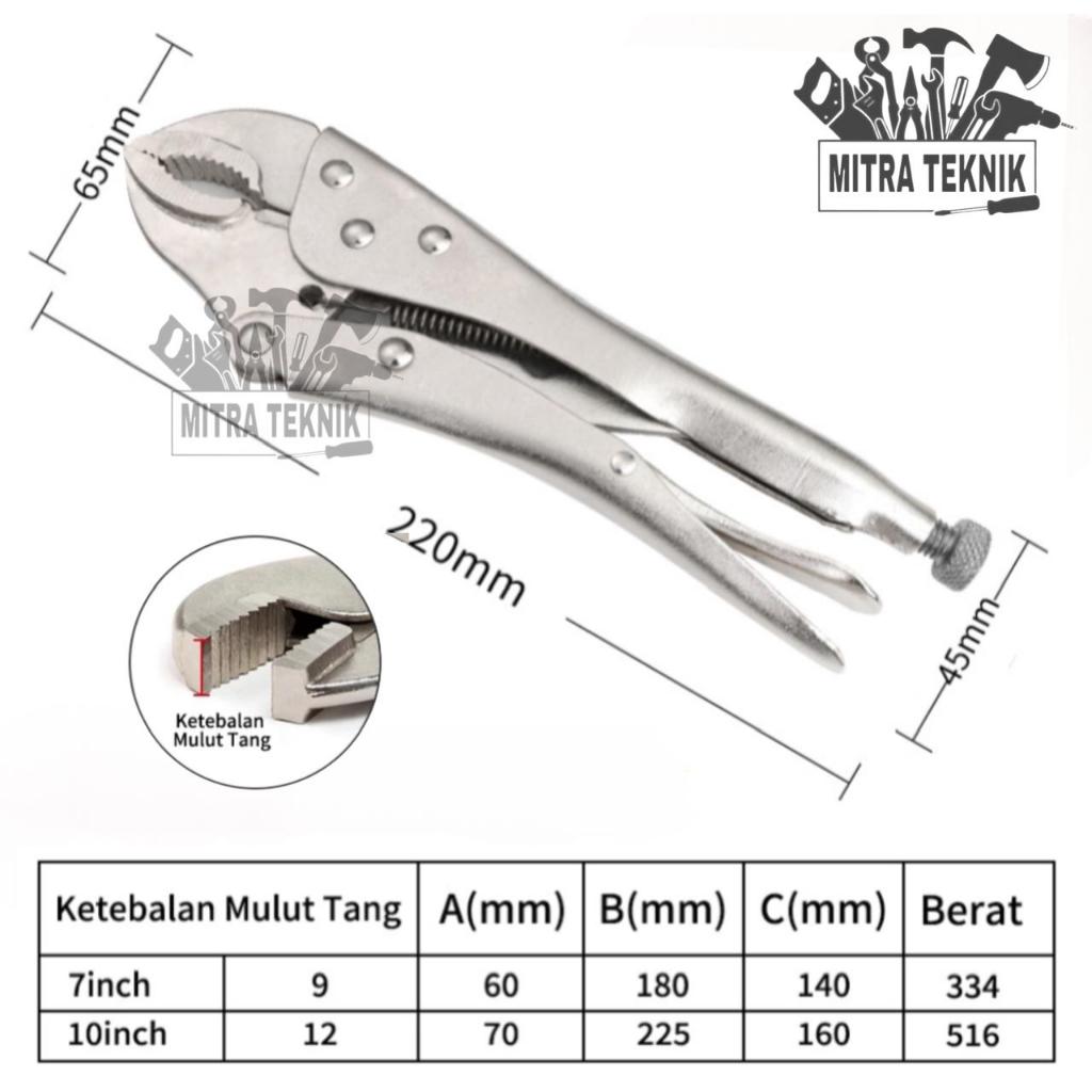 Jual Tang Jepit Buaya Bengkok Gagang Besi Locking Plier Curve Vise Grip Original Professional