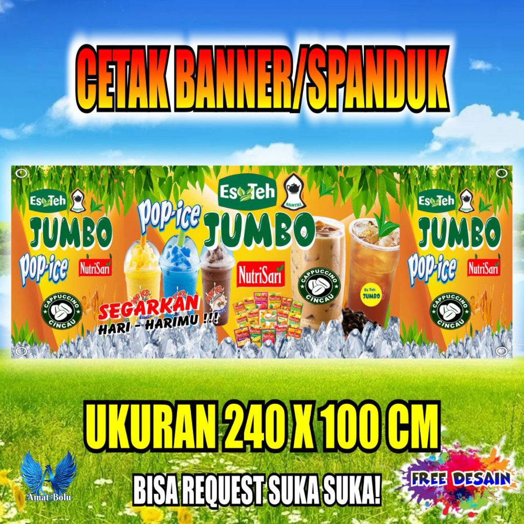 Jual Cetak Banner Cetak Spanduk Es Teh Santri Teh Jumbo Ukuran X Cm Bisa Request Shopee