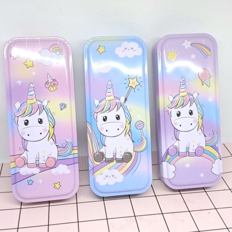 Jual Kotak Pensil Case Besi 3D Timbul Unicorn Lucu Aesthetic | Shopee ...