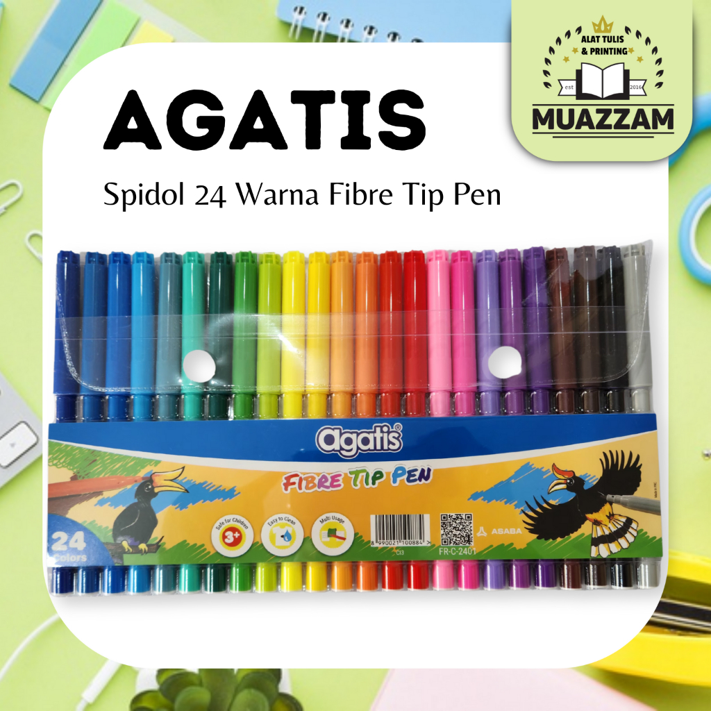 Jual Agatis Spidol 24 Warna Fibre Tip Pen | Shopee Indonesia