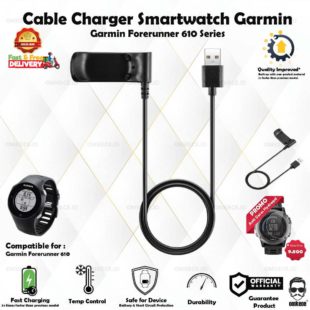 Jual Cable Charger Garmin Forerunner 610 Smartwatch Series Fast Charging PREMIUM Quality Shopee Indonesia