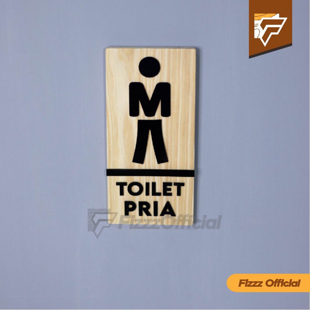 Jual Papan Tulisan Display Toilet Pria Kayu Aklirik Desain M 12cm X