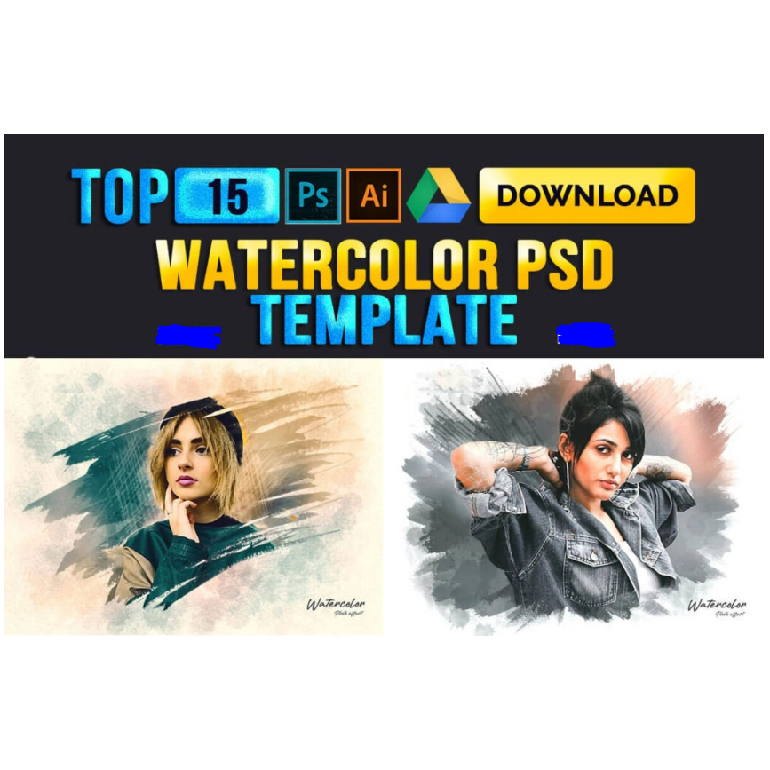 Jual 15+ Watercolor Photo Effect Photoshop PSD Templates | Shopee Indonesia