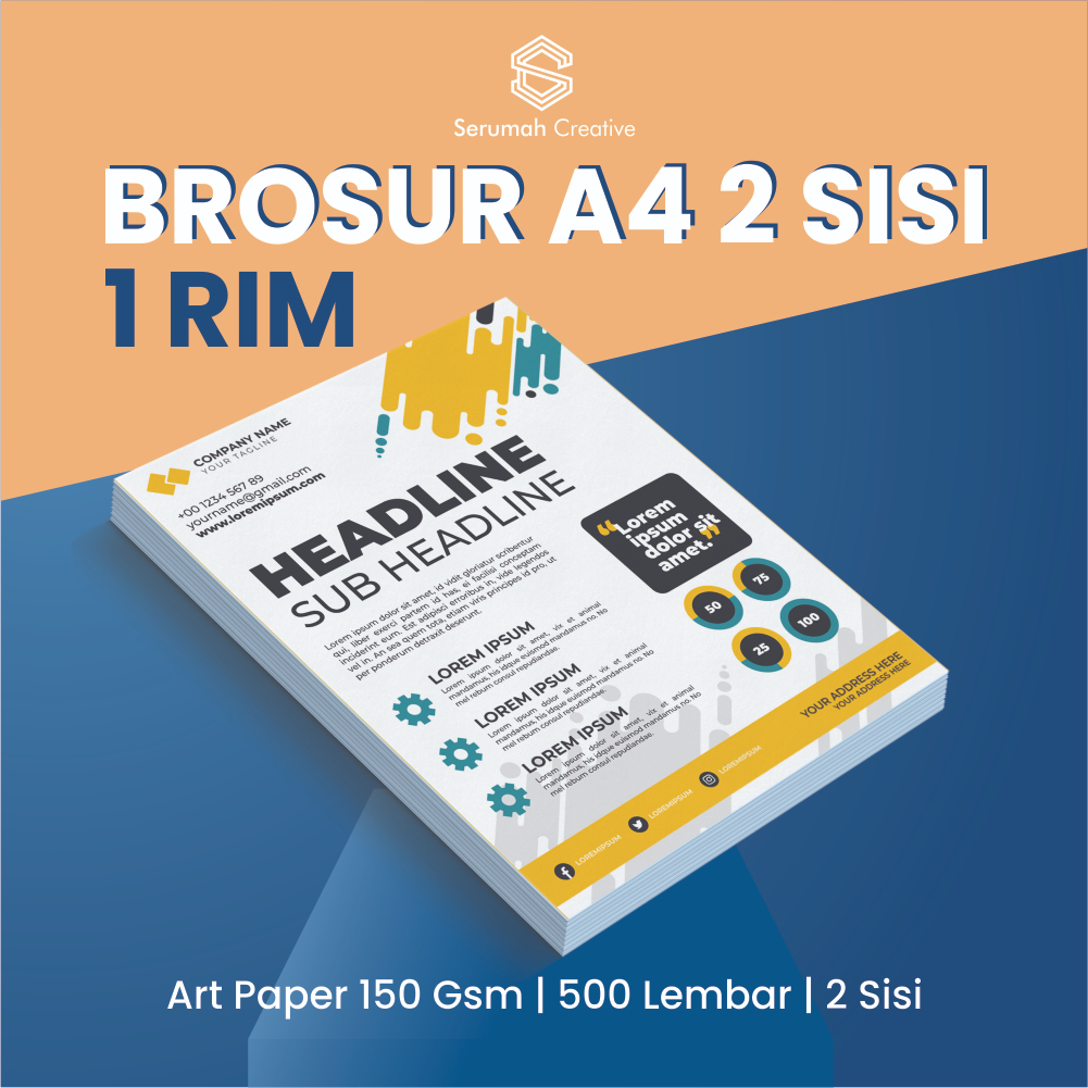 Jual Brosur A4 2 Sisi Artpaper 150 Gsm 1 Rim 500 Lembar Cetak Offset Full Color Custom Termurah 9729