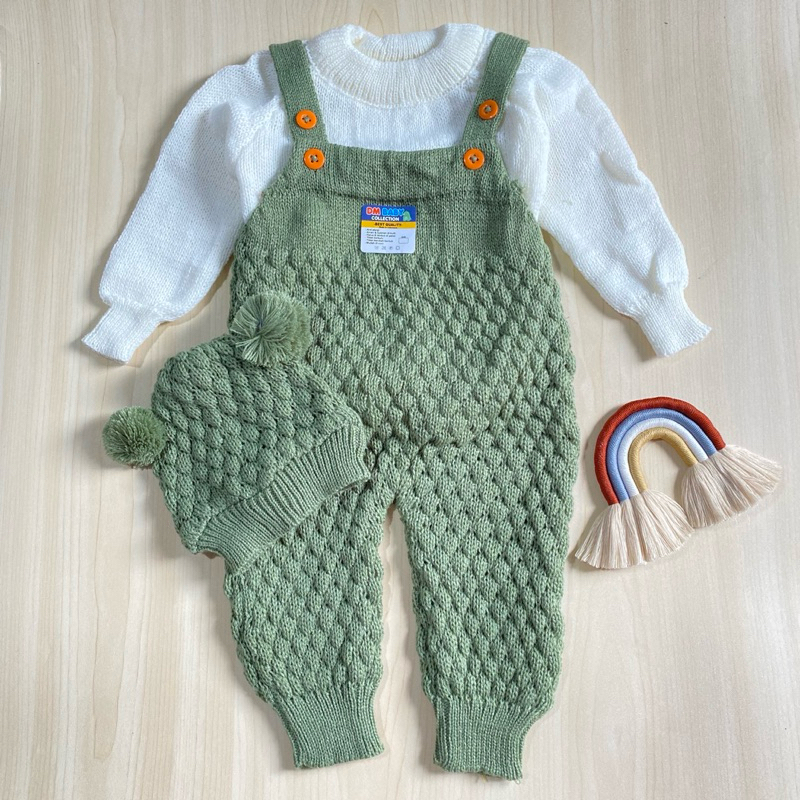 Jual Overall Rajut Polos 0-12 Bulan Bayi Newborn Jumper Rajut Kodok DM ...