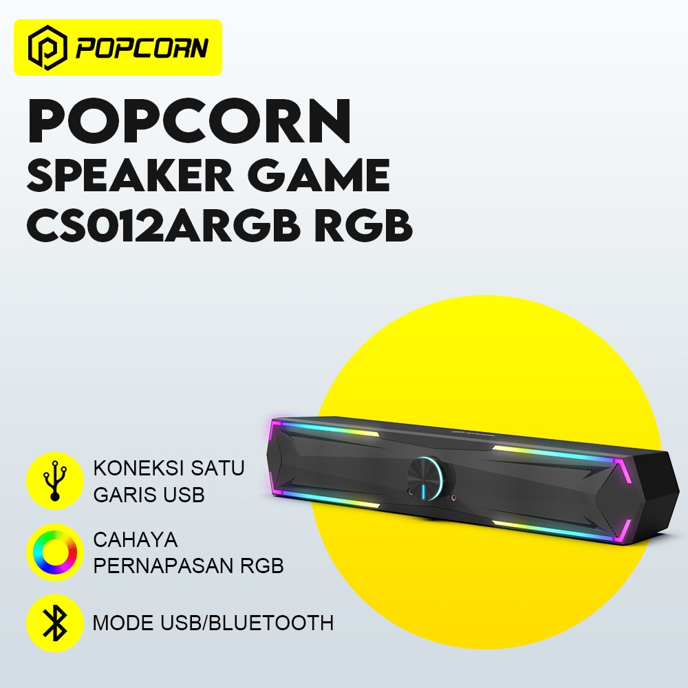 Jual Popcorn CS012 Soundbar RGB LED Surround Gaming Speaker Bluetooth 5 ...