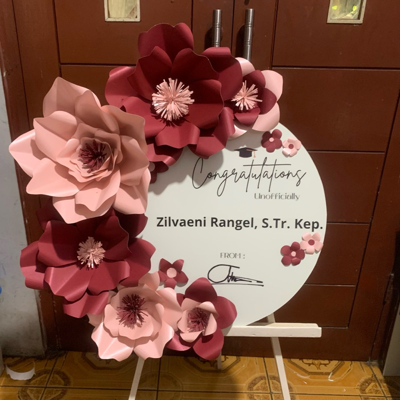 Jual Flowers Box Sign Bunga Kertas / Welcome Sign Bunga Kertas / Papan ...