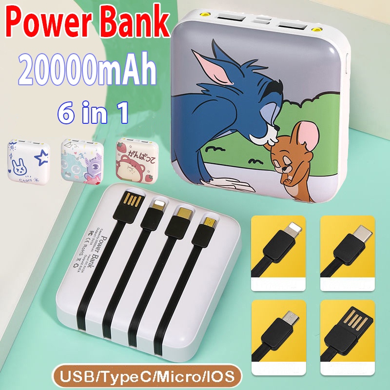 Jual Powerbank 20000mAH Fast Charging Power Bank 6 IN 1 MINI Pawerbank